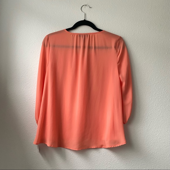NWT Coral Orange Spanish Gardens Sheer Button Blouse Top - Picture 3 of 9